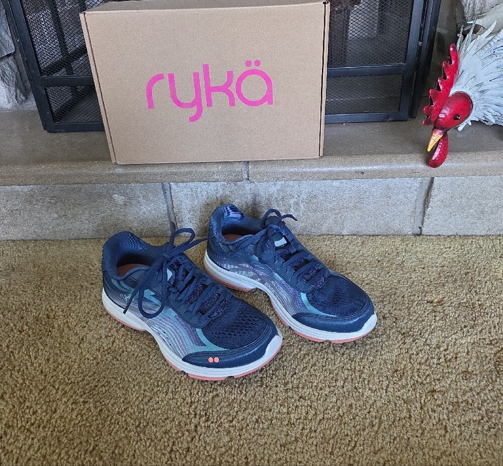 Ryka Women Navy and Pink Lace-Up Athletic Sneakers - Picture 2 of 5